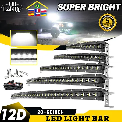 Ultra-thin Slim 20 26 32 38 44 50 Curved LED Light Bar Off Road Driving SUV ATV • $149.99