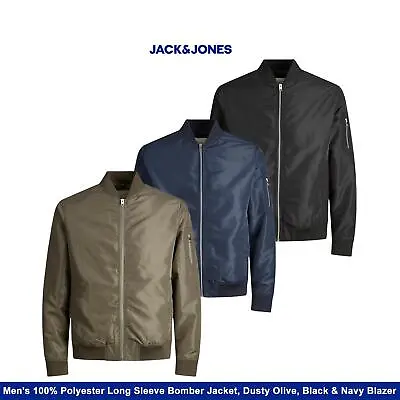 Jack & Jones Men's 100% Polyester Long Sleeve Bomber Jacket • £22.49