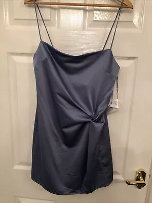 £15.99 • Buy BNWT Topshop Blue Satin Twist Slip Cami Mini Dress Size 12