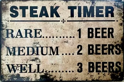 BBQ Steak Timer Metal Wall Sign 12  X 8  • $14.99