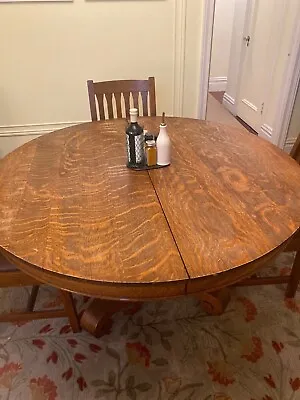 Victorian Oak Dining Room Table With Two Leaves • $750