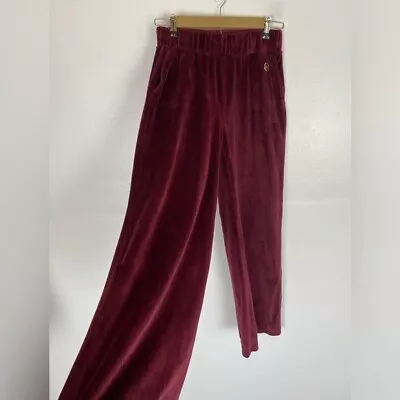 Michael Kors Women's Wide Leg Velour Pants Size S Color Burgundy Pull On Pockets • $17