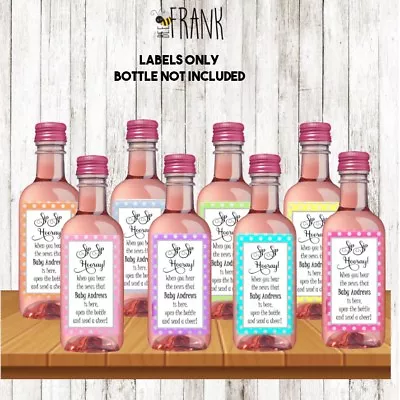 8 MINI Personalised WINE Bottle LABELS Baby Shower  Gift Favour Present • £3.99