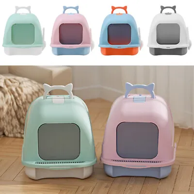 Large Hooded Cat Litter Tray Litter Box Self Cleaning Cat Pan Potty Tray W/ Lid  • £11.94