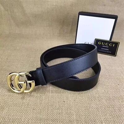 Men's Fashionable Black Belt With Gold Buckle • $85