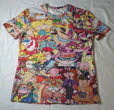 Vintage 90's  Cartoon Shirt Dexter Beavis Doug Rugrats Pokémon Size L 40W×23L • $19.99