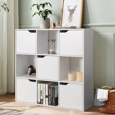 Giantex Bookcase 9-Cube Storage Cabinet Organizer Display Shelf Bookshelf White • $999