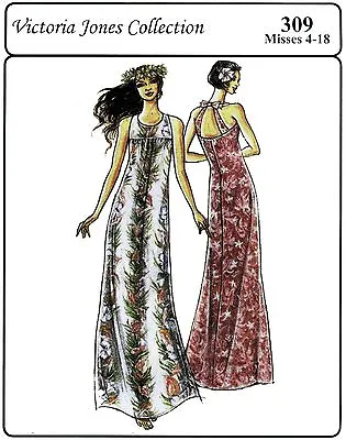 Victoria Jones Elegant Long Dress - Hawaiian / Resort - Easy Sewing Pattern 4-18 • $15.95