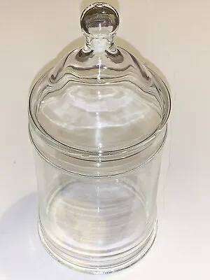 $3 • Buy Vintage Medium Round Clear Glass Apothecary Jar Canister With Glass Lid
