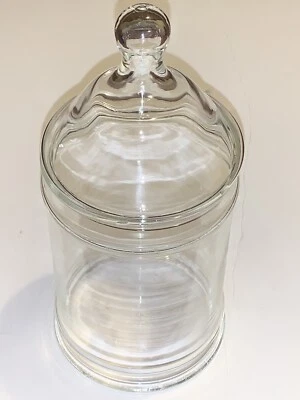 $3 • Buy Vintage Medium Round Clear Glass Apothecary Jar Canister With Glass Lid