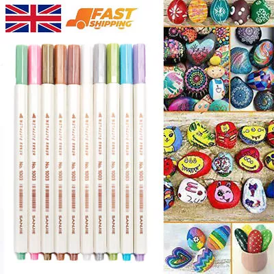 10 Colours Acrylic Paint Pens For Rock Painting Wood Ceramic Fabric Metal Canvas • £3.86