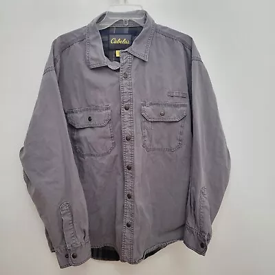 Cabela's Shirt Jacket Mens XL Flannel Lined Shacket Roughneck Canvas Work Snap • $12.95