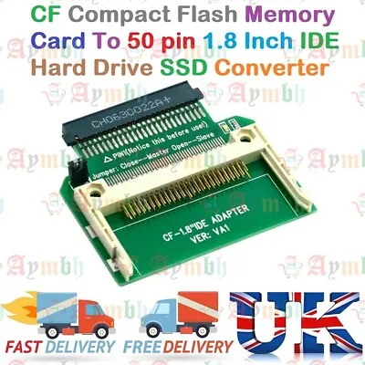 £4.94 • Buy CF Compact Flash Memory Card To 50 Pin 1.8 Inch IDE Hard Drive SSD Converter New