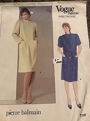 Vtg VOGUE Pattern 1182 Paris Original PULLOVER DRESS PIERRE BALMAIN Sz10 Uncut  • $1.99