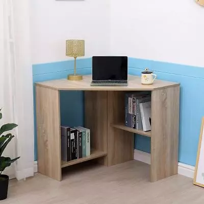 Computer Desk Laptop Table Workstation Oak Corner Home Office Furniture Unit • £44.99