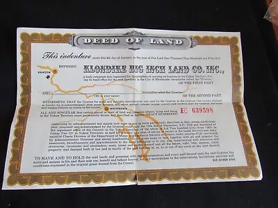 QUAKER OATS Klondike Big Inch Land Co. 1955 Deed RARE Blank • $1.99