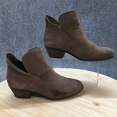 Me Too Boots Womens 10 W Zena Ankle Booties Brown Leather Pull On Block Heels • $30.99