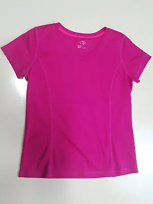 Made For Life Women's Quick Dri Short Sleeve V-Neck Top Size L Pink Or Fushia • $9.95