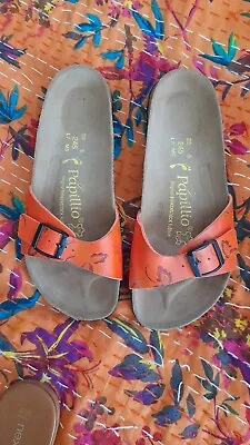 £15 • Buy Birkenstock Papillio Madrid 5 Orange Floral 5 Narrow Width Leather