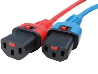 C13 To C14 Power Extension Cable IEC Male To Female Kettle 1m Blue X2 Cables  • £6.99