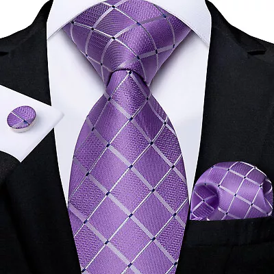 Navy Paisley Striped Mens Silk Tie Wedding Tie Hanky Cufflinks Set Necktie Woven • £7.99