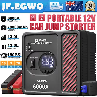 6000A 78000mAh Car Jump Starter Air Compressor Battery Charger PowerBank Booster • $189.95