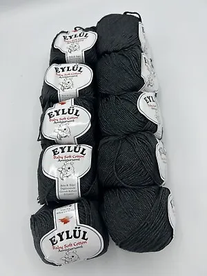 Eylul Baby Soft Cotton ￼Amigurumi Toy Making Knitting Crochet 10 X 50 Charcoal ! • £1.70