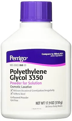 Perrigo Polyethylene Glycol 3350 17.9 Oz (510gm) Powder (Compare To Miralax) • $29.95