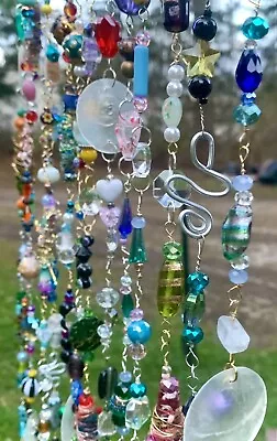 Boho Beaded Curtain/Suncatcher 25” X 12” Handmade Glass Beaded Wind Chime • $169