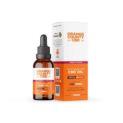 Orange County CBD Broad Spectrum CBD Oil Cherry Hemp Oil Cannabis Zero THC • £25.99