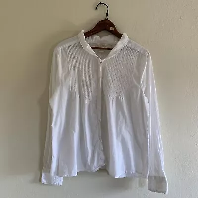 Sundance White Button Up Long Sleeve Pin Tuck Edwardian Style Top Large • £24.11