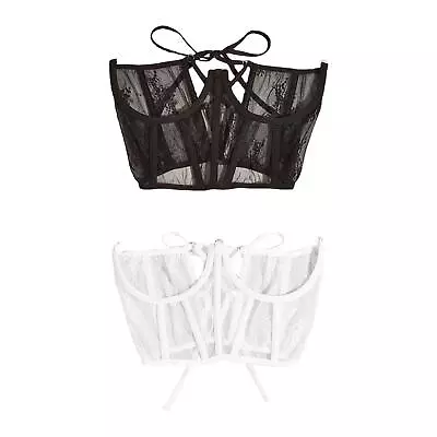 Lace Corset Belt Decorative Push Up For Women Tie Back Girdle Open Cup Waist • $18.72