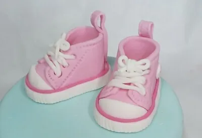 Pink Edible Shoes Boots Cake Decoration Christening Baby Shower 1st Birthday • £19.99