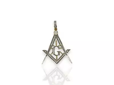 Masonic Symbol  Freemason  Pendant CZ - 10k Yellow Gold • $249.99