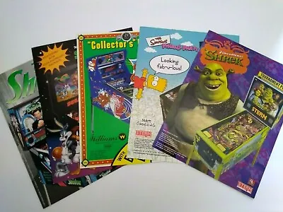 Pinball FLYERS Lot Of 5 Games Shadow Space Jam Slugfest The Simpsons Shrek #43 • $39.50