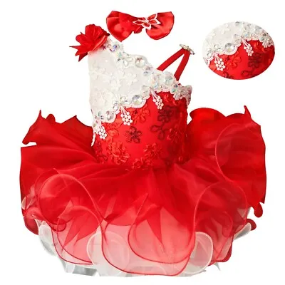 Jenniferwu Pageant Dress Handmade Beaded Dresses Red Toddler Princess Dress • $56.95