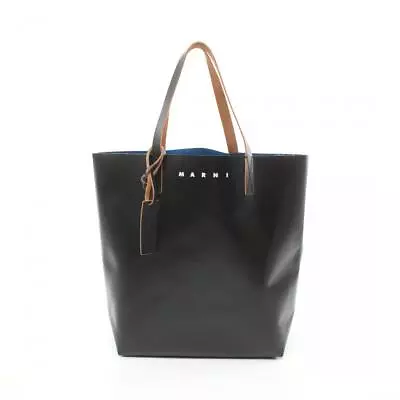 Marni Shopping Bag Handbag Tote Bag PVC Leather Black Blue • $171.80