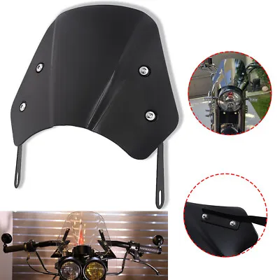 Universal 5-7  Black Front Headlight Fairing Windshield Windscreen W/Bracket • $28.11