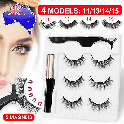$6.85 • Buy 3X Eye Lashes Magnetic Extension False Eyelashes Free Liquid Eyeliner Tweeze