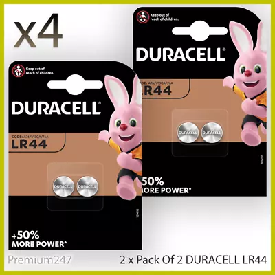 4 X DURACELL LR44 1.5V ALKALINE CELL BATTERY A76 AG13 SR44 GPA76 Longest Expiry • £3.89