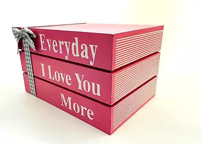 Everyday I Love You More 3D Wood Sign Faux Book Stack Tiered Tray Girl's Room • $8.99