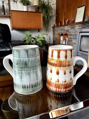 Pair Of Vintage 1960s Rye Pottery Mugs By Raymond Everett • £30