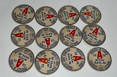 Lot Of 12 Edgewood Dairy Leesburg Florida - Grade A Raw MILK CAPS Vintage RARE • $15