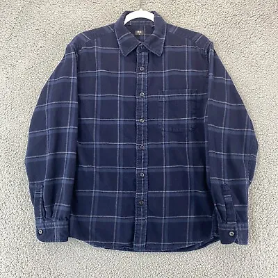 Uniqlo Adult Small Blue Plaid Flannel Long Sleeve Button Up Shirt Mens • $12.96