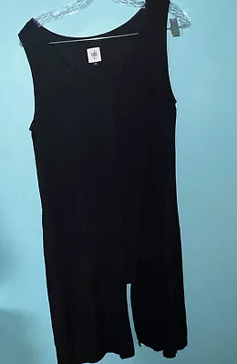 Cabi Dress Womens Medium Black Sleeveless Scoop Neck Low High Hem Knee Length • $11.99