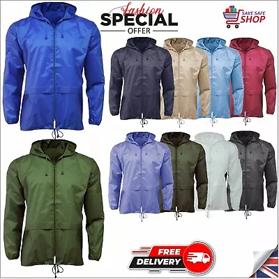 £16.49 • Buy Unisex Plain Rain Coat Mac Kagoul Jacket Waterproof Hooded Cagoul Adults Pac UK