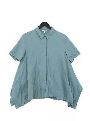 COS Women's Shirt UK 10 Blue Cotton With Elastane Short Sleeve Collared Basic • £8.90