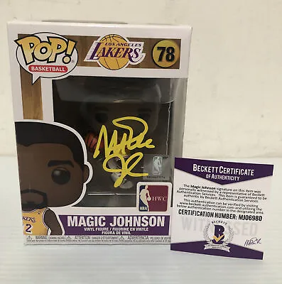 Magic Johnson Signed Autographed Los Angeles Lakers Funko Pop NBA Beckett COA 14 • $99.99