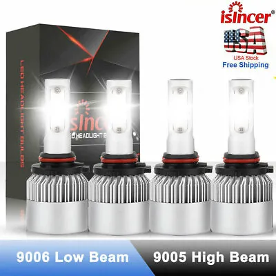$18.99 • Buy 9005 9006 LED Headlights Kit Combo Bulbs 6500K High Low Beam Super White Bright
