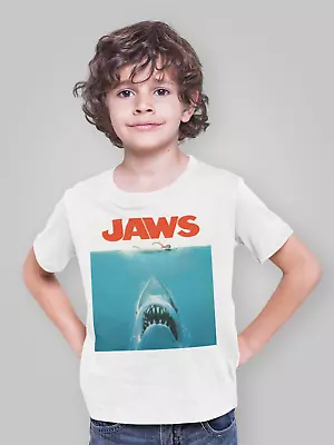 Jaws T-Shirt Shark Amity Island Boys Girls Movie Retro Tee Children Tee Kids • £5.99